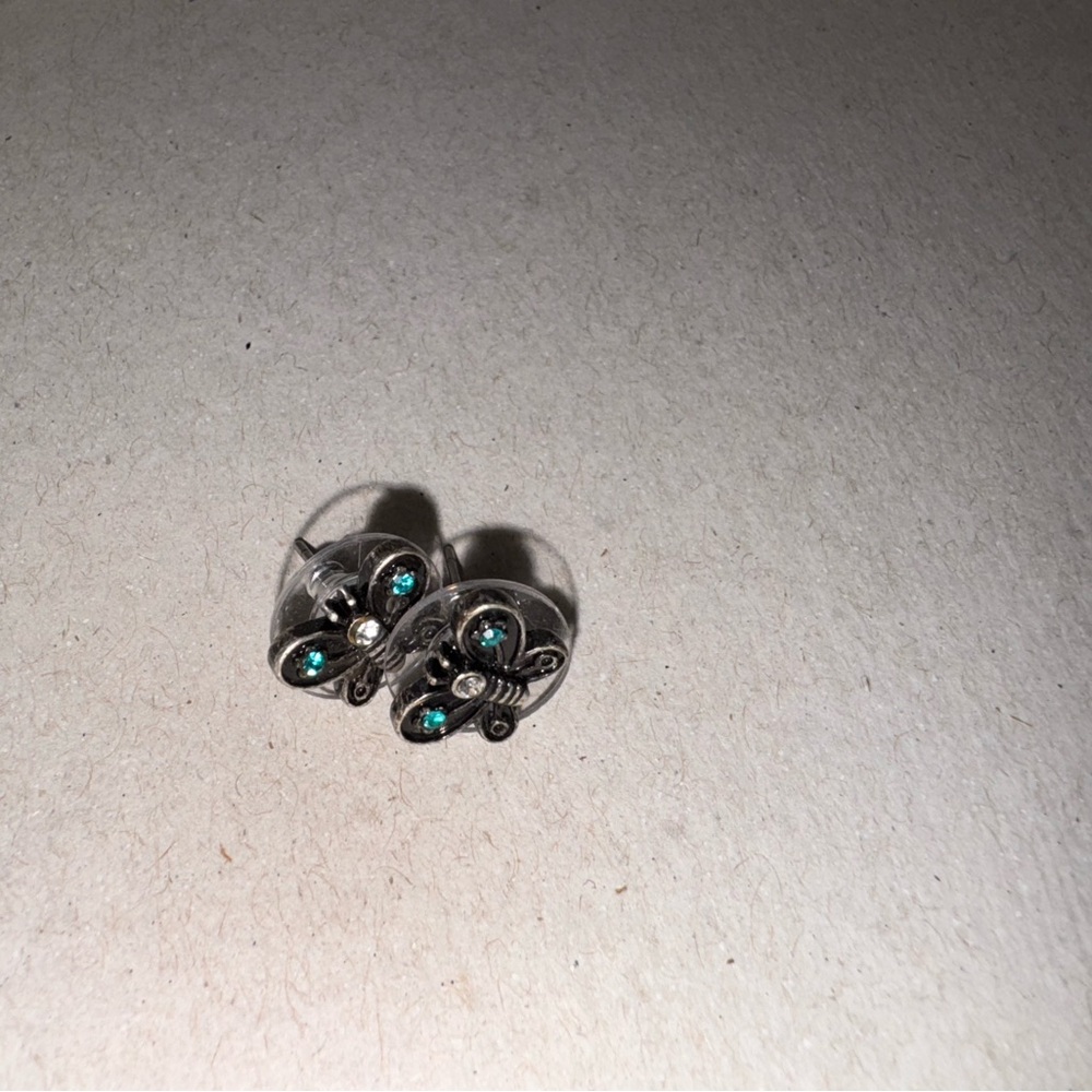 Silver Turquoise Butterfly Earrings